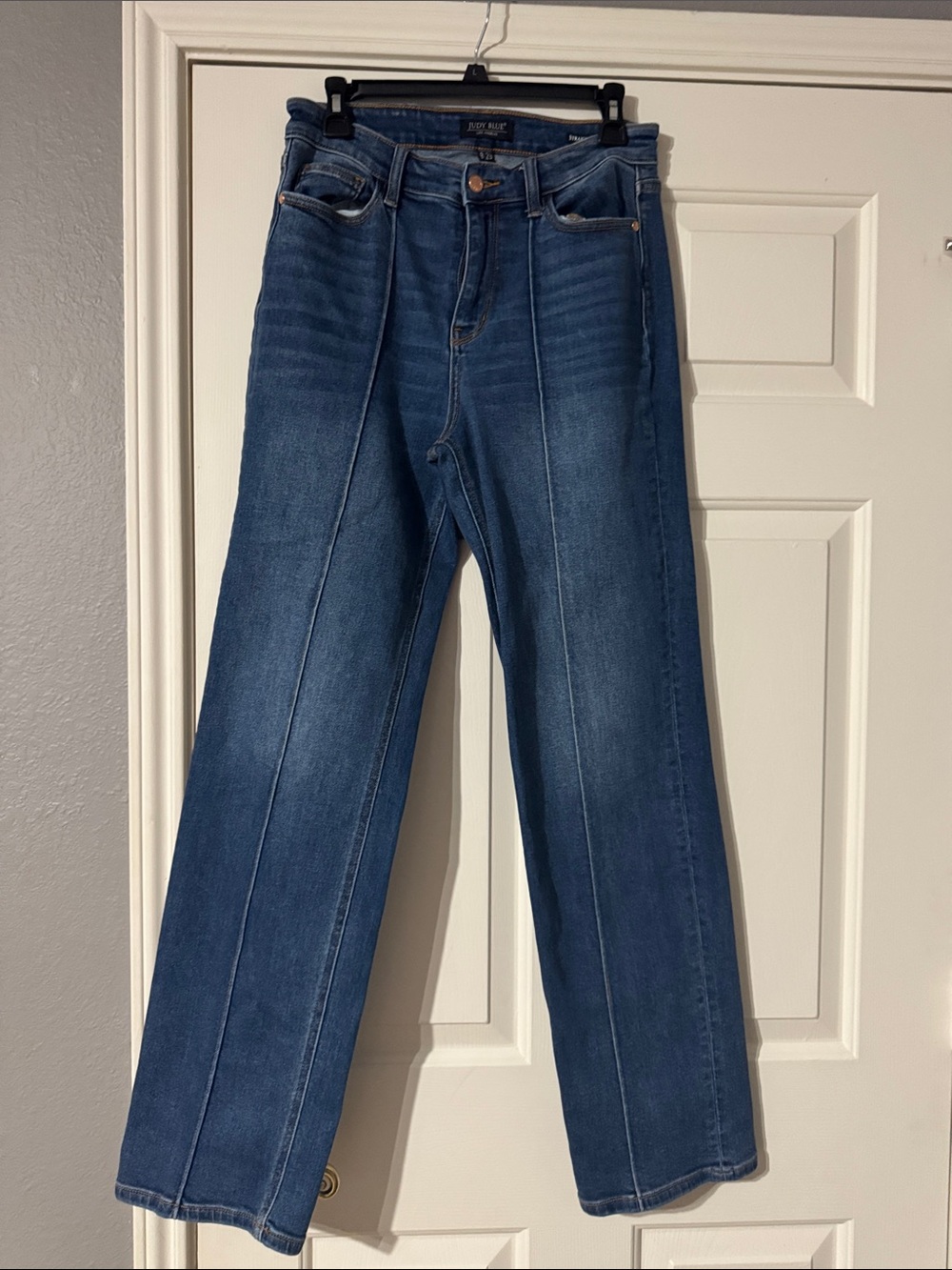 Judy blue mid wash blue front-seam jeans